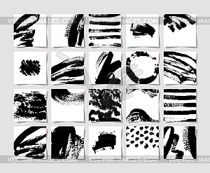 Set of 20 black ink brushes grunge square pattern - vector clipart / vector image