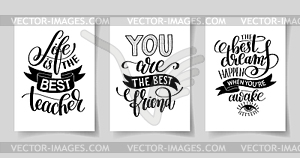 Set of three hand written lettering positive - stock vector clipart