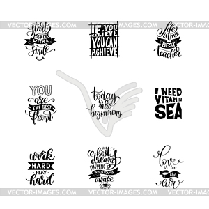 Set of handwritten lettering positive quote about - vector image