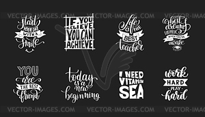 Set of handwritten lettering positive quote about - vector clip art