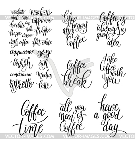 Set of black and white hand written lettering - vector EPS clipart
