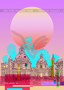 Contemporary art poster design of Rome Italy - color vector clipart