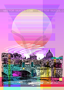 Contemporary art poster design of Rome Italy - vector image