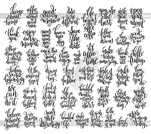 Set of 50 hand written lettering motivational quotes - vector image