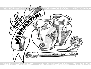 Black and white line art composition to indian - vector image