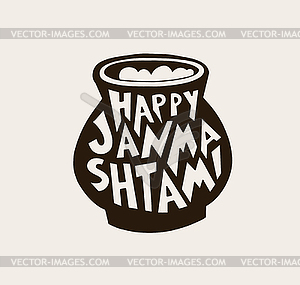 Happy janmashtami hand lettering - vector clip art