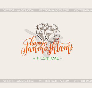 Happy janmashtami label design - vector clipart