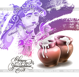 Happy janmashtami festival artwork design - vector clipart