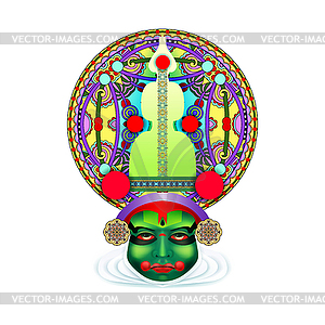 Indian kathakali dancer face - vector clipart