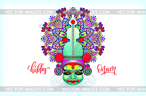 Indian kathakali dancer face decorative modern - vector image