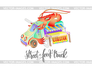 Уличная еда грузовик с лобстером, фургон с доставкой - изображение в формате EPS