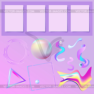 Set of 3D abstract memphys elements and four - vector clipart