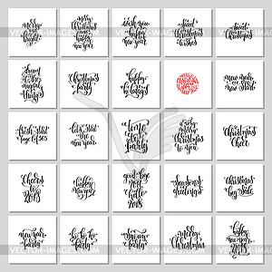 Set of 25 hand lettering christmas quotes design - vector image