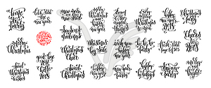 Set of 25 hand lettering christmas quotes design - vector clipart