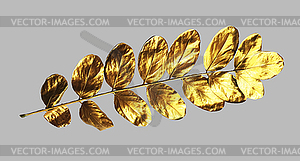 Realistic trendy gold painted leaves for - vector clipart