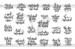 Set of 25 black ink hand written lettering - vector EPS clipart