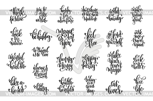 Set of 25 trendy positive quote, motivation and - white & black vector clipart