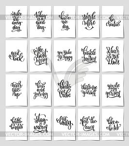 Set of 20 black and white hand lettering quotes - vector clipart