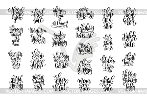 Set of 25 hand lettering inscription about happy - vector clipart