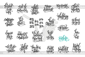 Set of 25 hand lettering inscription about happy - vector image