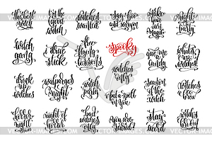 Set of 25 halloween witch party hand lettering - vector clipart