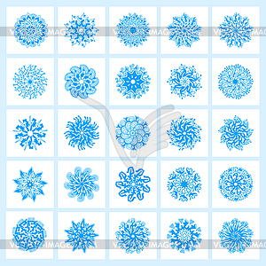Set of 25 hand drawing christmas snowflakes - vector image