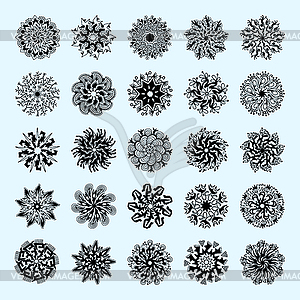 Set of 25 hand drawing christmas snowflakes for - vector clipart