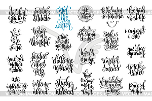 Set of 25 handwritten lettering inscription - vector image