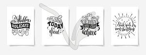 Set of four hand lettering posters positive quote - vector image