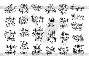 Set of 25 hand lettering inscription, love letters - vector image
