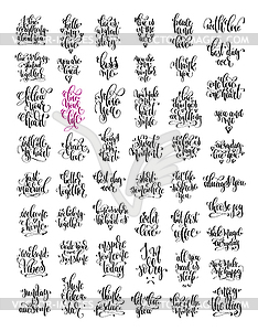 Set of 50 hand lettering inscription, love letters - vector clipart