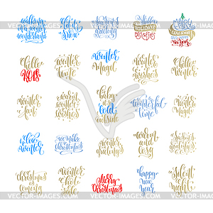 Set of 25 merry christmas and happy new year hand - vector clipart