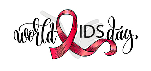 World AIDS day hand lettering poster to 1st december - vector image