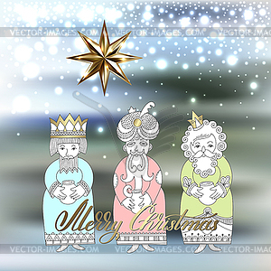 Три короля на христианский рождественский праздник - - иллюстрация в векторе