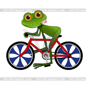 Cartoon Frog on Bicycle - stock vector clipart