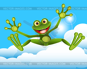 Stock Green Frog Jumping - vector clipart