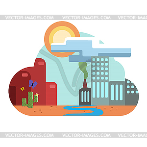 City at Edge of Desert - vector clipart / vector image