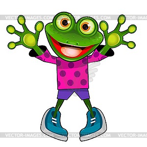 Cheerful Frog in Keds - vector image