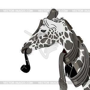 Illustration of a giraffe with a pipe - vector image