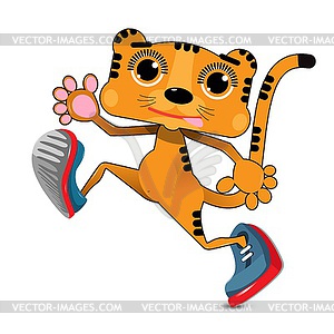 Illustration Cheerful Tiger in Gumshoes - vector image