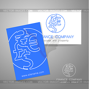 Financial company dollar euro sign logo - vector clip art