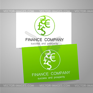 Financial company dollar euro sign logo - color vector clipart