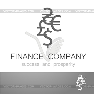 Financial company dollar euro sign logo - vector image