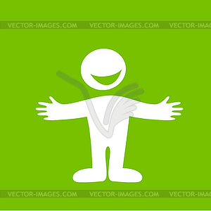 Happy people welcome sign - color vector clipart