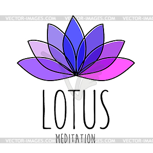 Lotus meditation logo sign - vector image