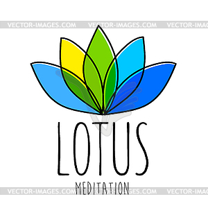 Lotus meditation logo sign - vector clipart