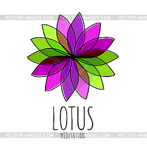 Lotus meditation logo sign - vector image