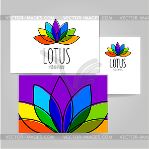 Lotus meditation logo sign - vector clip art