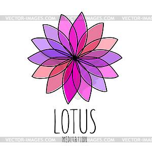 Lotus meditation logo sign - color vector clipart