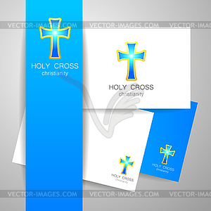 Holy cross logo - color vector clipart